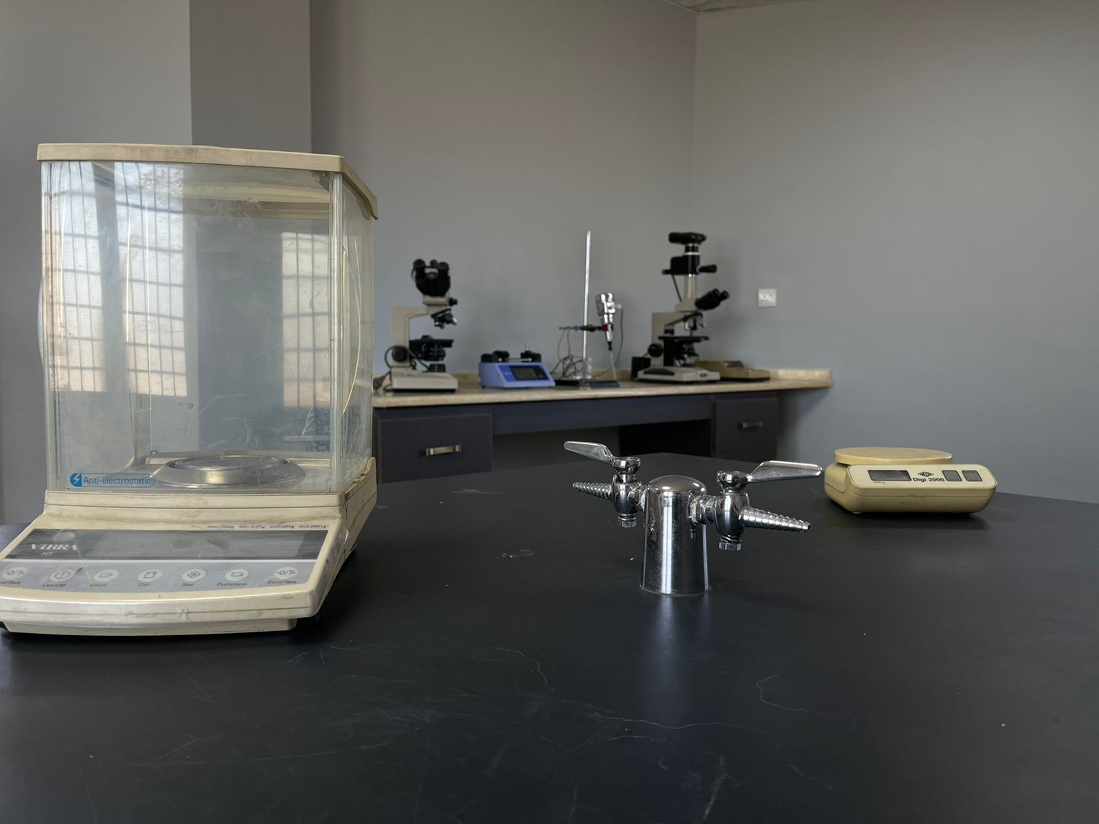Scientific laboratory with instruments.