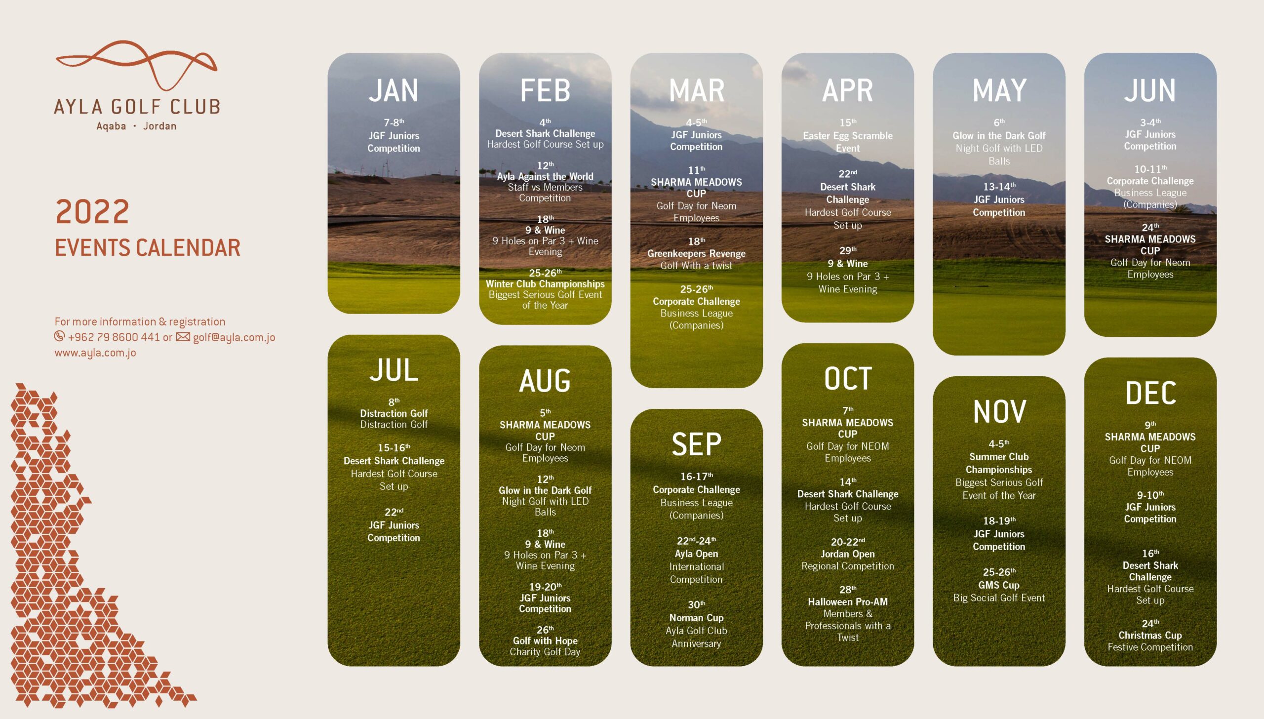 Ayla Golf Club 2022 Events Calendar