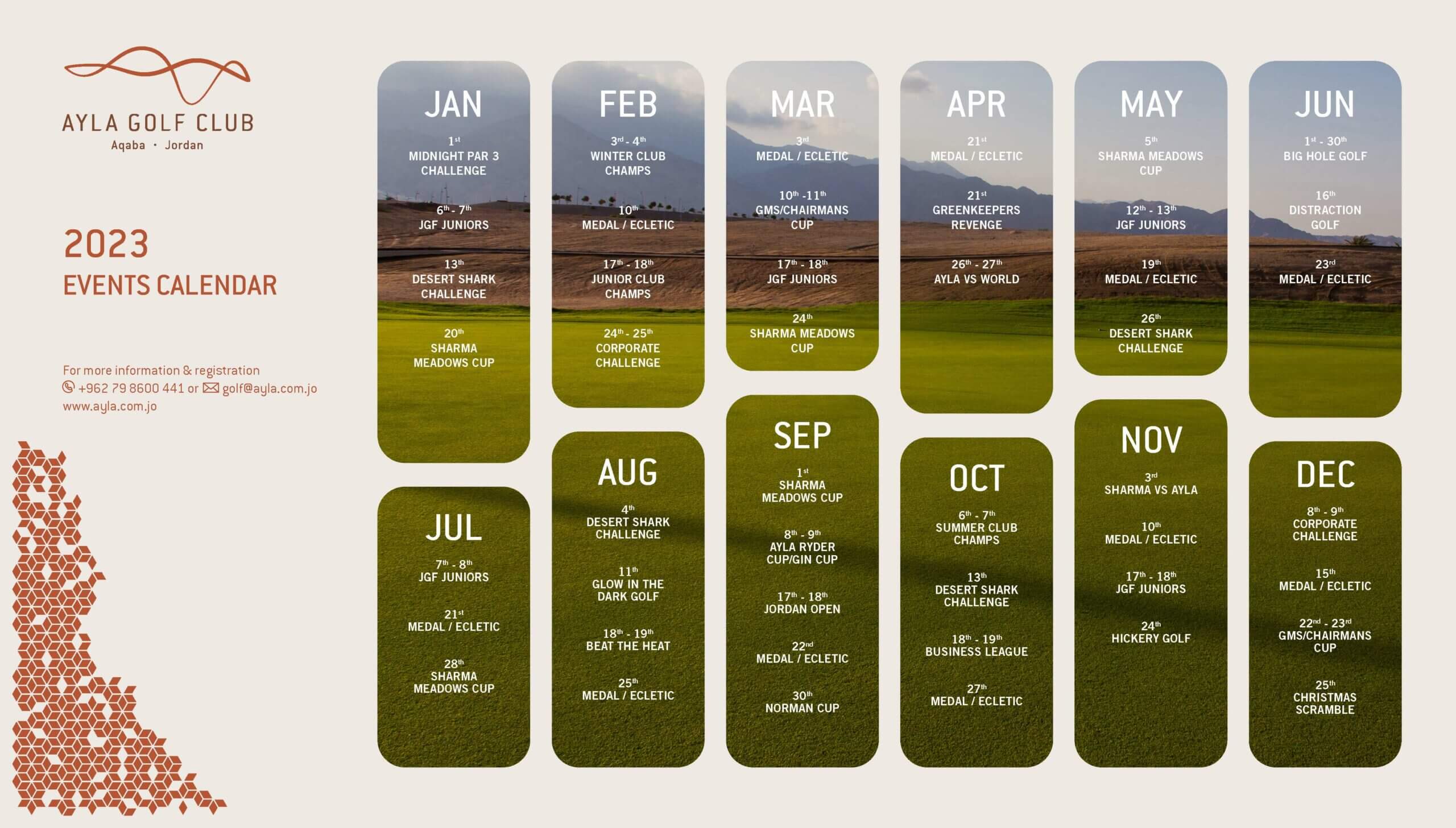 Ayla Golf Club Yearly Events Calendar 2023