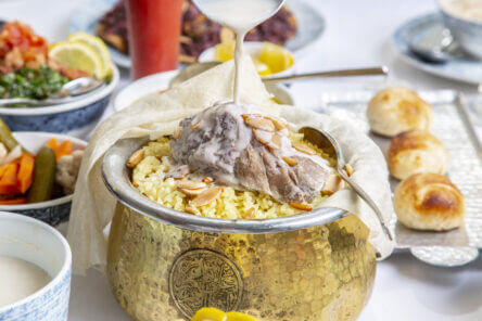 Traditional Jordanian Mansaf at Ayla's venues.