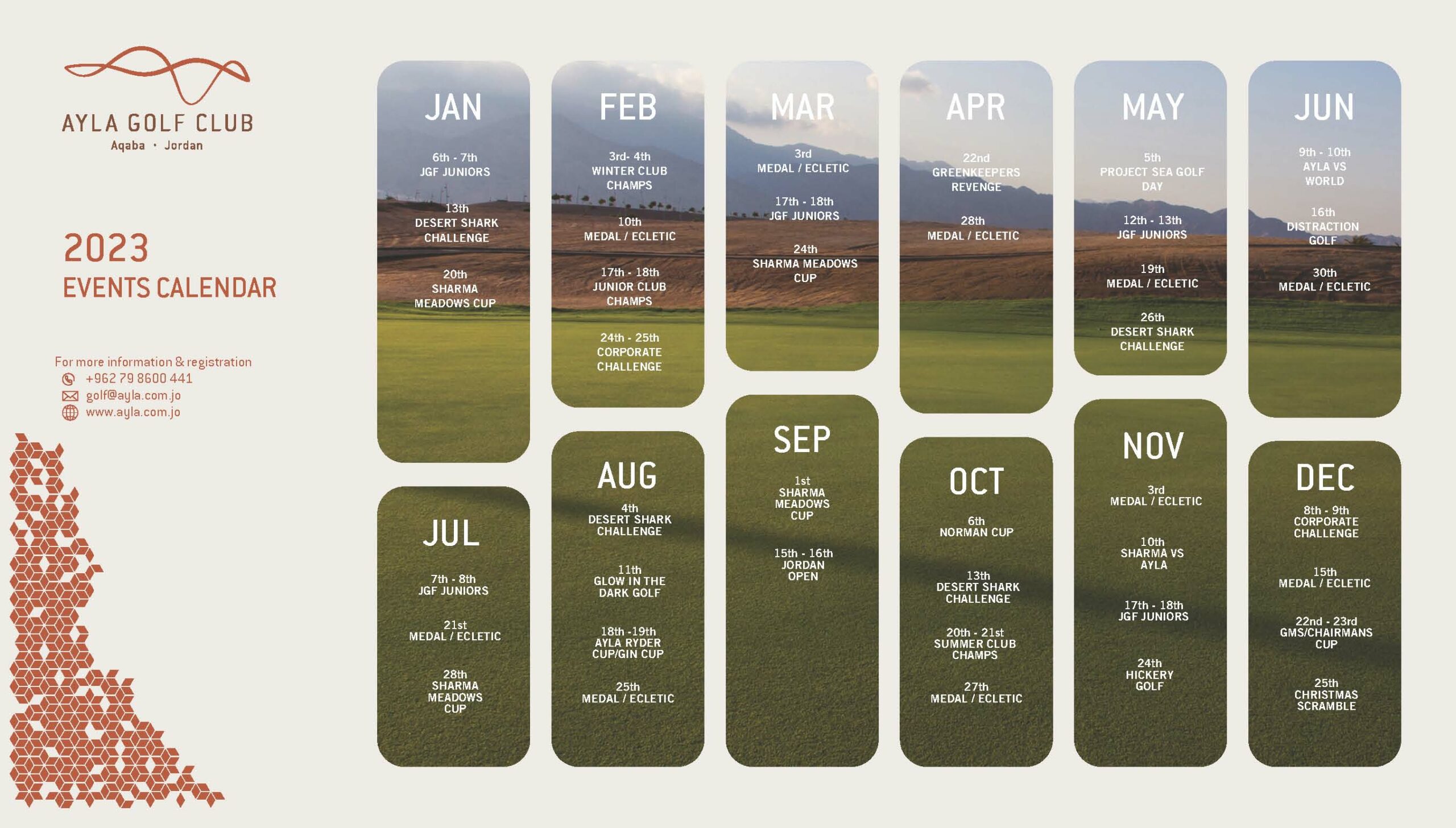 Ayla Golf Club Yearly Events Calendar 2023